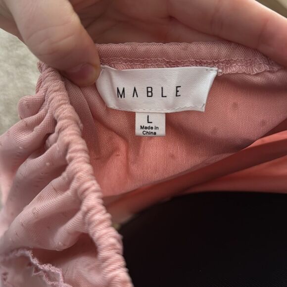 Mable Whimsical Blush Organza Babydoll Muse Chiffon Tulle Swiss Dot Skater Dress - Picture 13 of 13